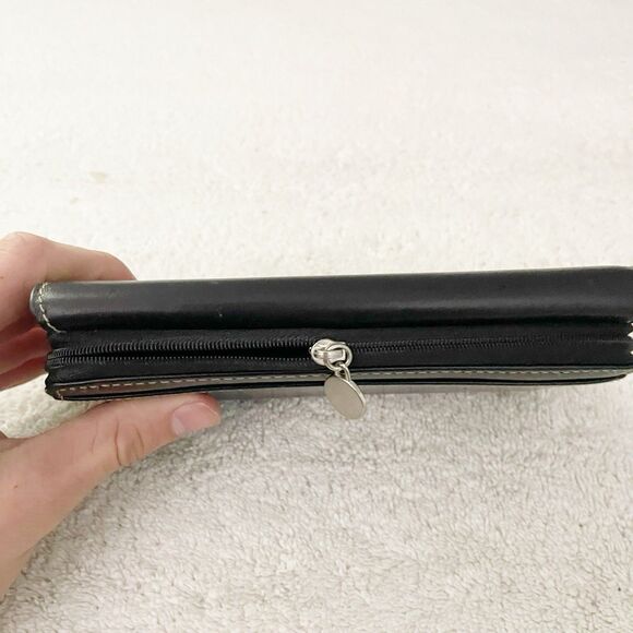 Dopp Black Leather Wallet Silver Snap Designer Old Money Chic - Picture 10 of 15